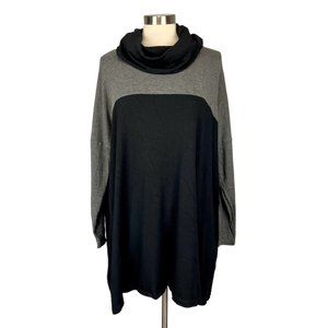 Soft Surroundings Womens Cowl Neck Tunic Sweater Top Black Gray size Large